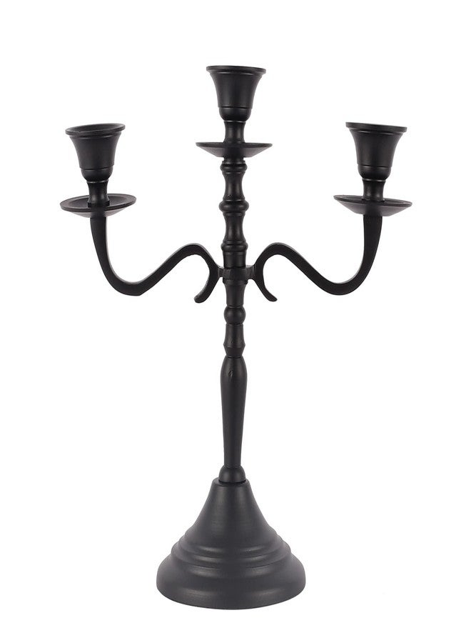 فوي دروب شمعدان فوي دروب ثلاثي الأذرع طويل - حامل شموع لامع، شمعدانات لتزيين المنزل، حفلات الزفاف، الحفلات، قطعة مركزية لطاولة الطعام، شموع سميكة للمناسبات الاحتفالية - أسود - Image 1